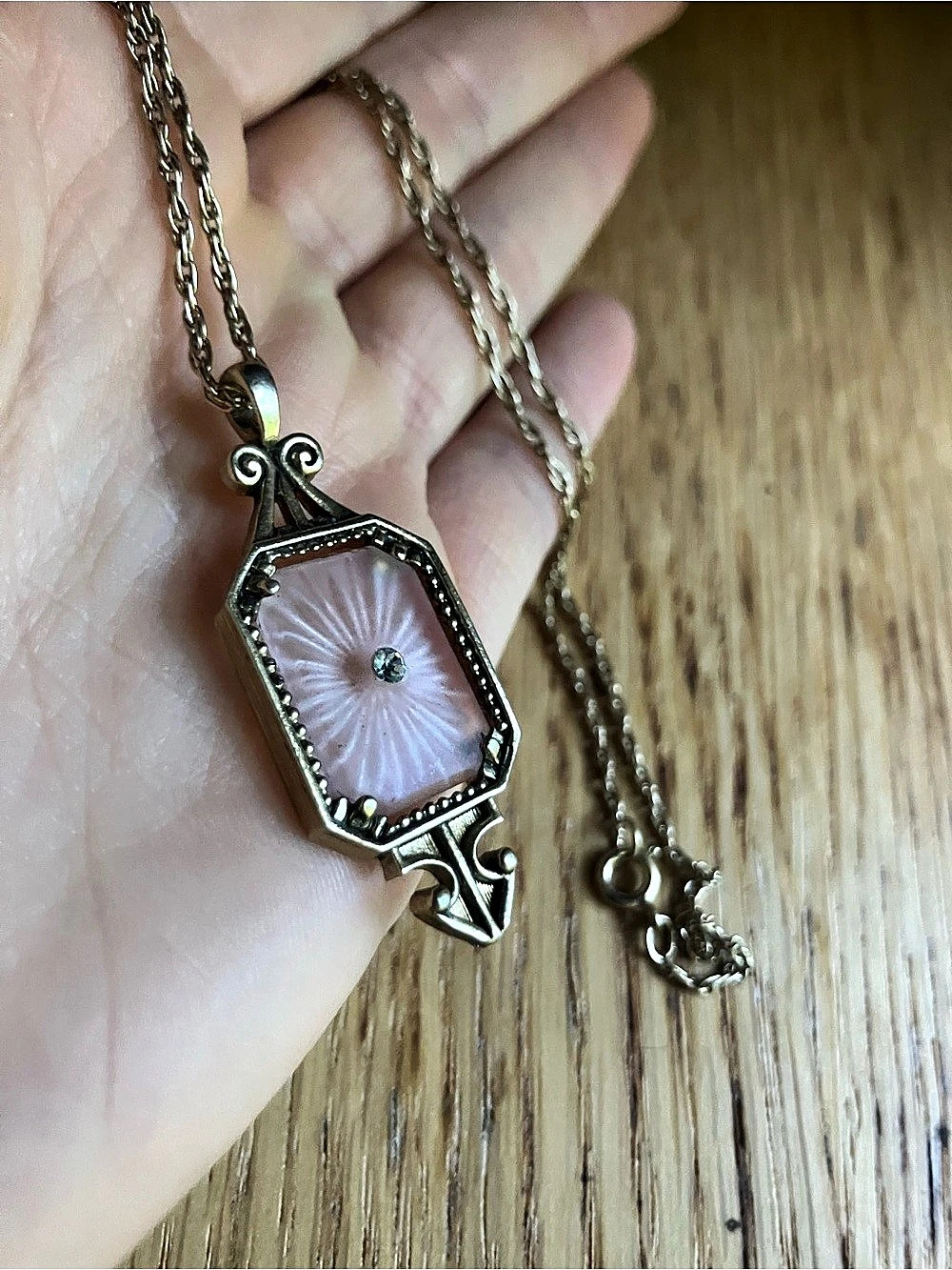 Vintage Pink Pendant Necklace